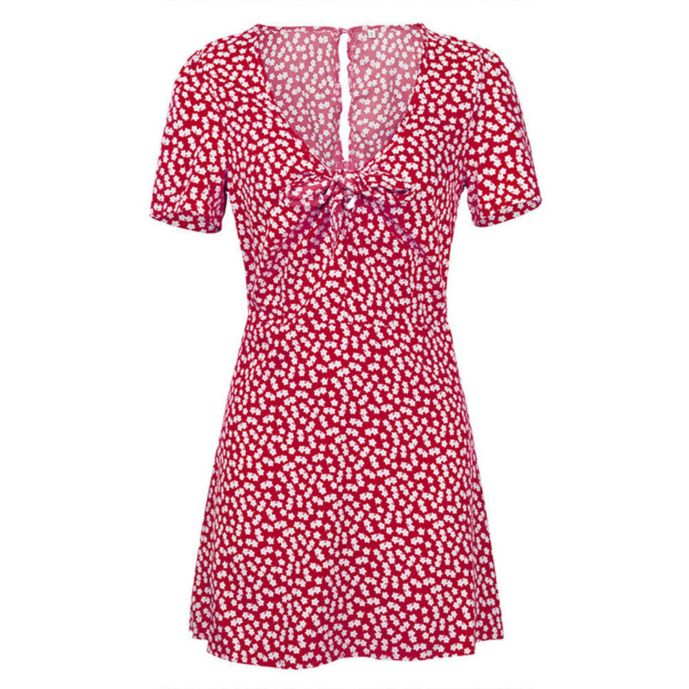 Dressystar Red Women Mini Dress Casual Summer Style Short Sleeve