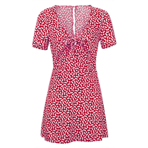 Dressystar Red Women Mini Dress Casual Summer Style Short Sleeve