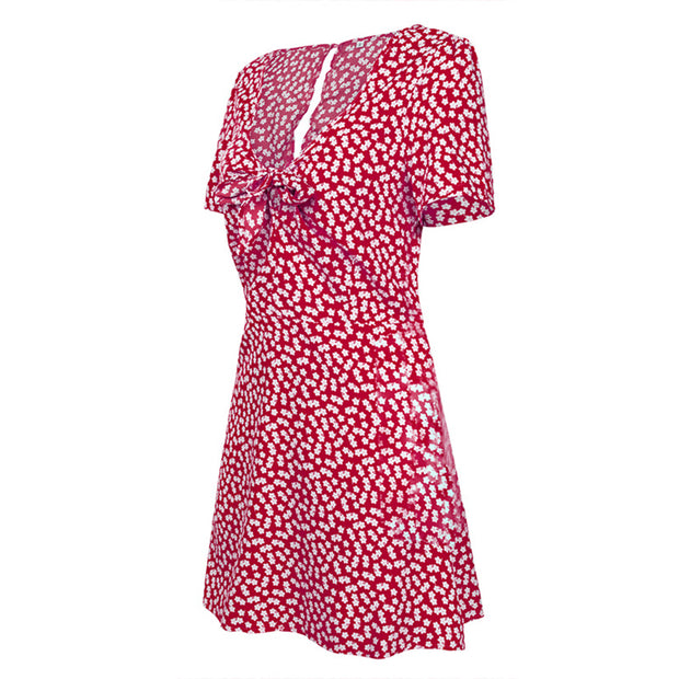 Dressystar Red Women Mini Dress Casual Summer Style Short Sleeve