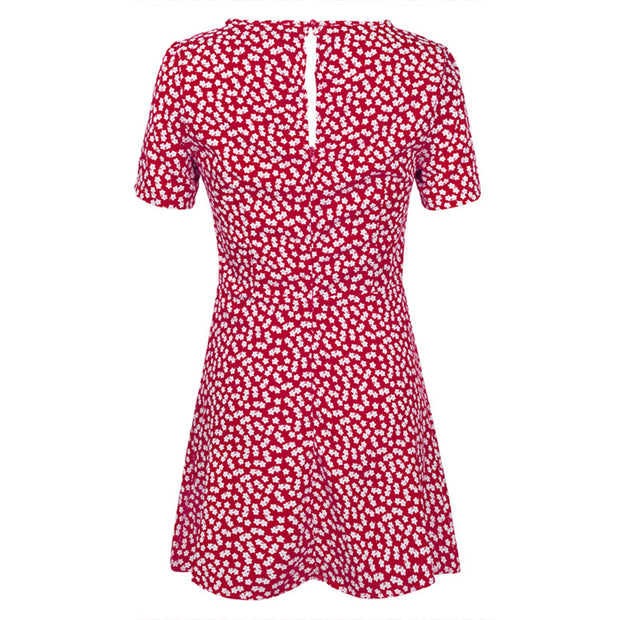 Dressystar Red Women Mini Dress Casual Summer Style Short Sleeve