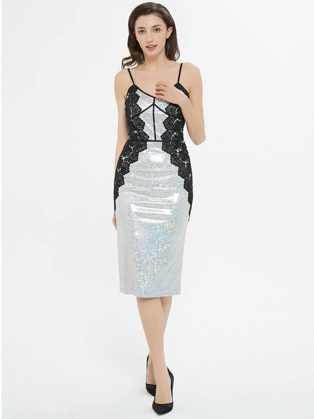 Shine On Me Silver Sequin Bodycon Midi Dress