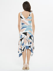Multi Color Print Asymmetrical Midi Dress