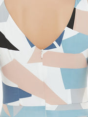 Multi Color Print Asymmetrical Midi Dress